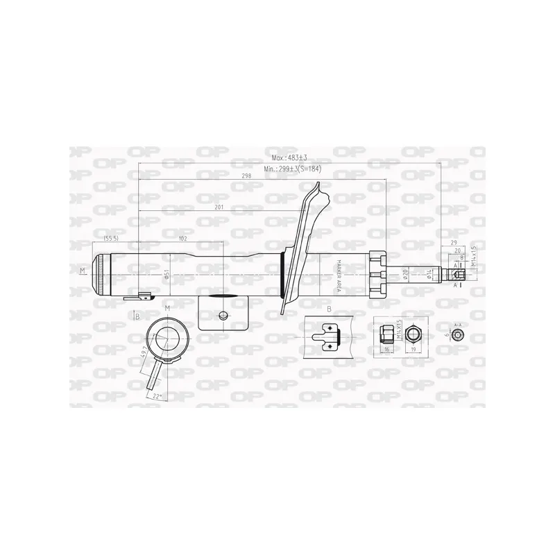 Amortisseur avant droit  OPEN PARTS SAB8205.11