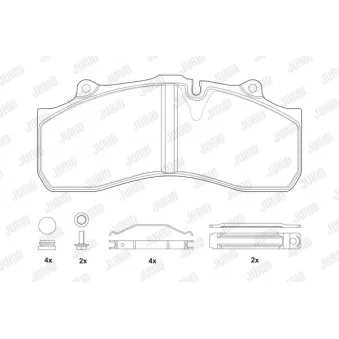 Jeu de 4 plaquettes de frein JURID