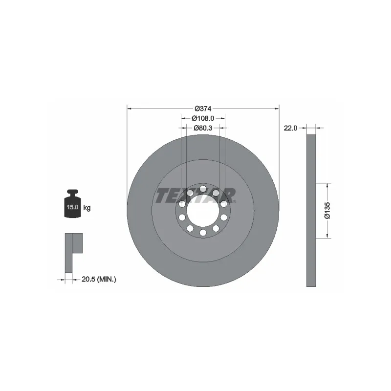 Jeu de 2 disques de frein avant TEXTAR 93015500