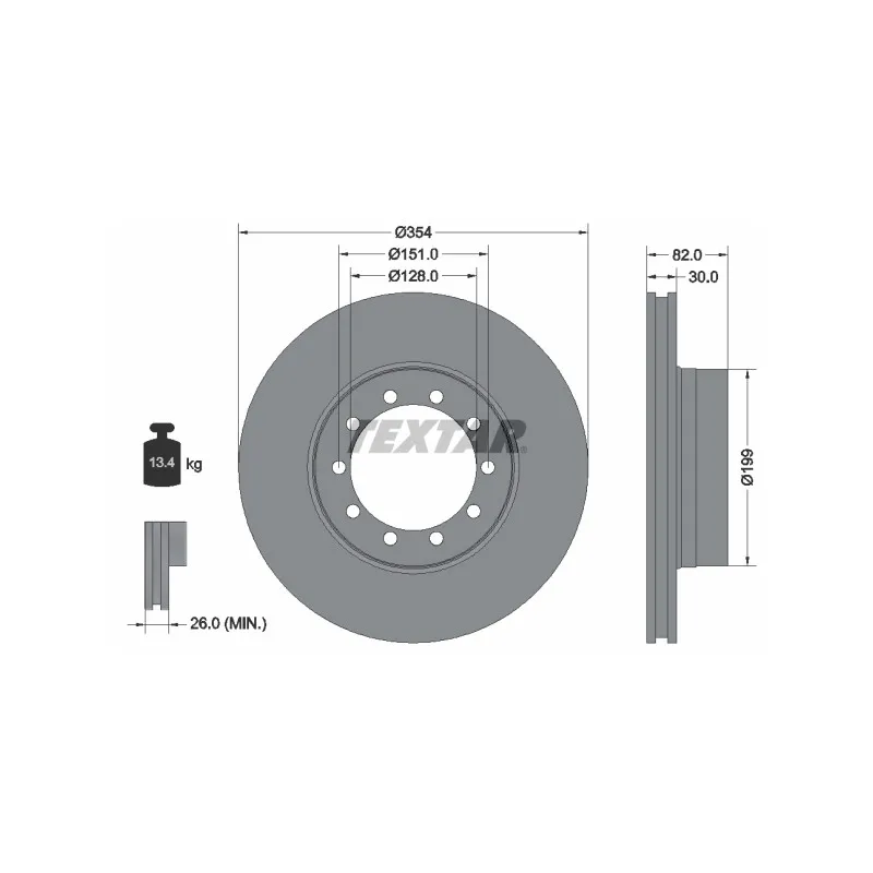 Jeu de 2 disques de frein avant TEXTAR 93085900