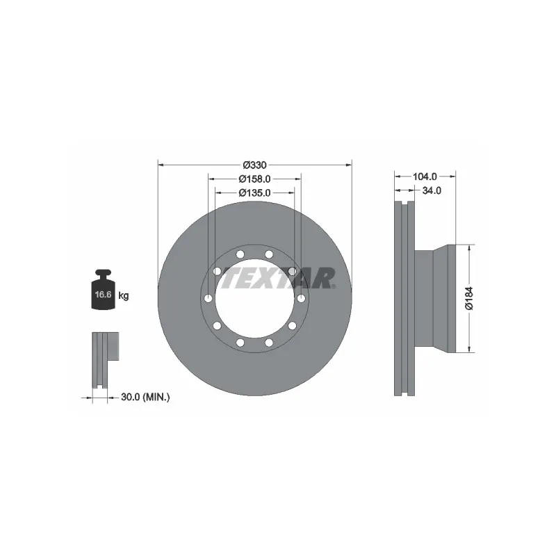 Jeu de 2 disques de frein avant TEXTAR 93085400