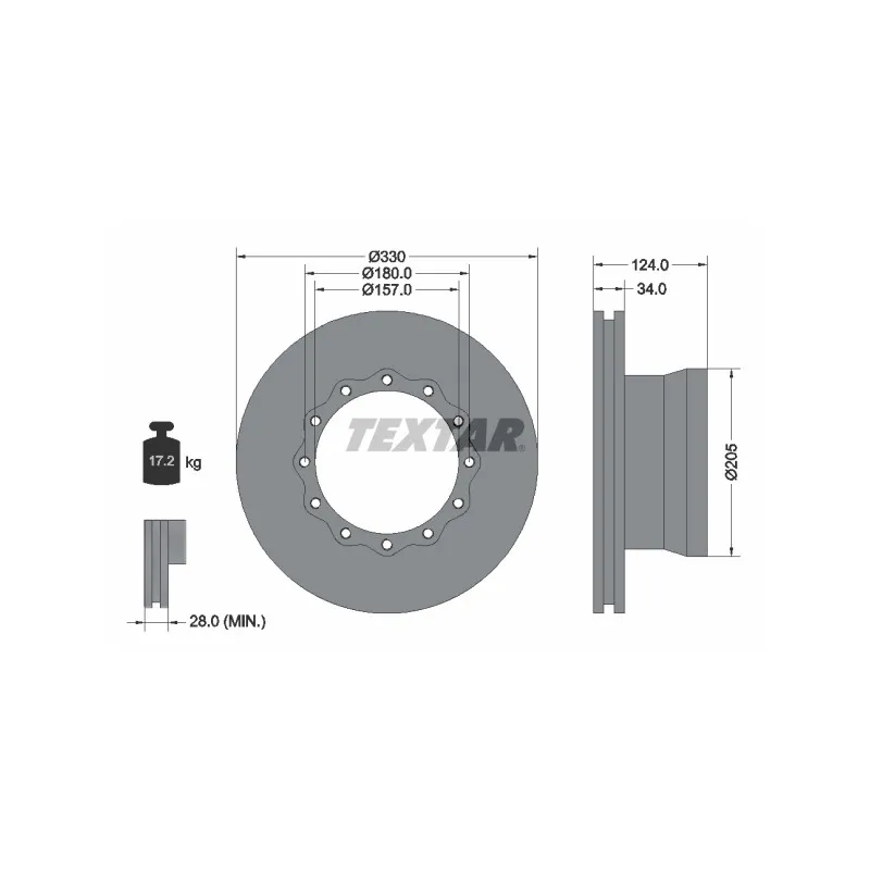 Jeu de 2 disques de frein arrière TEXTAR 93085500