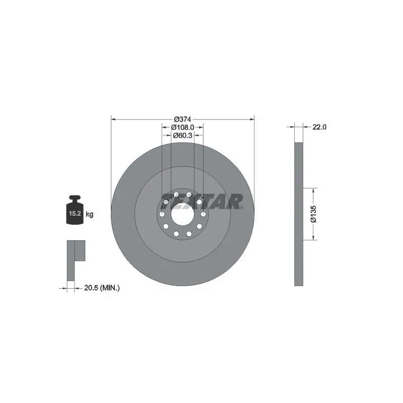 Jeu de 2 disques de frein avant TEXTAR 93066400