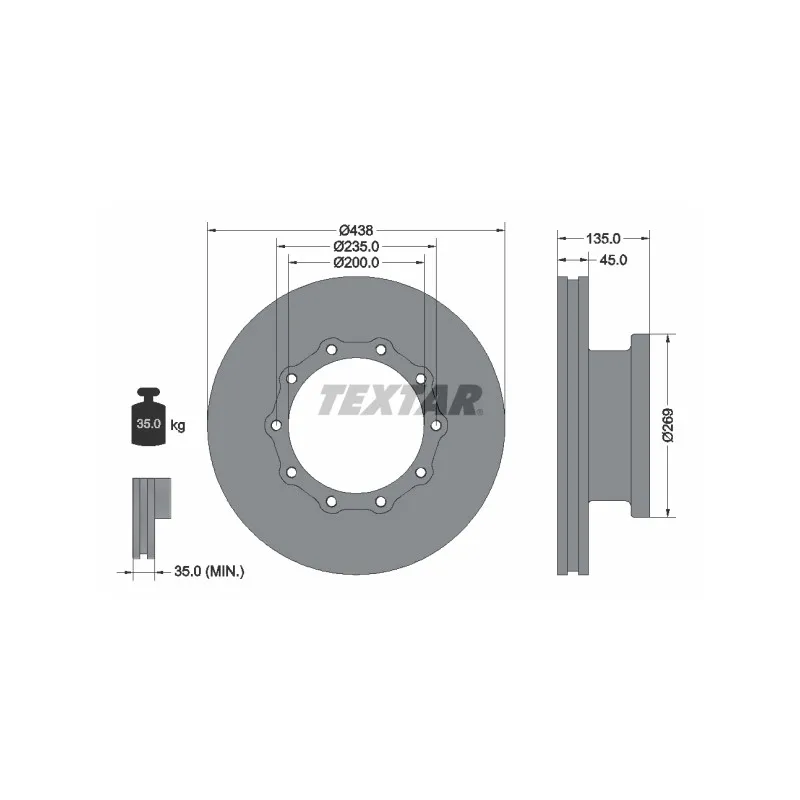 Jeu de 2 disques de frein avant TEXTAR 93071800