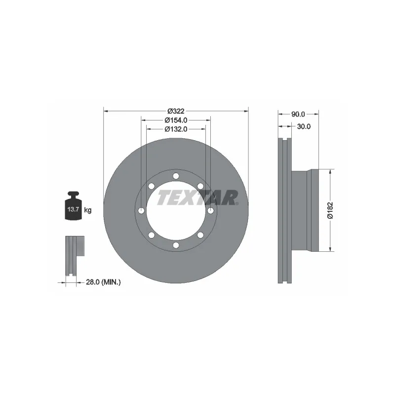 Jeu de 2 disques de frein avant TEXTAR 93058800