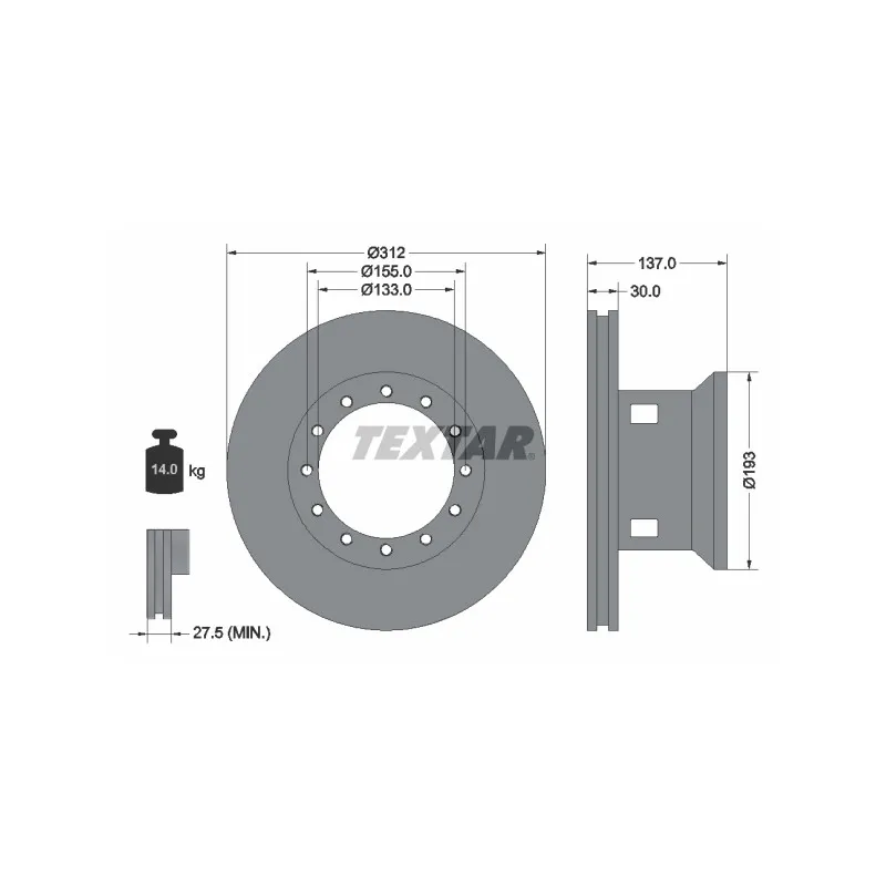 Jeu de 2 disques de frein avant TEXTAR 93084200