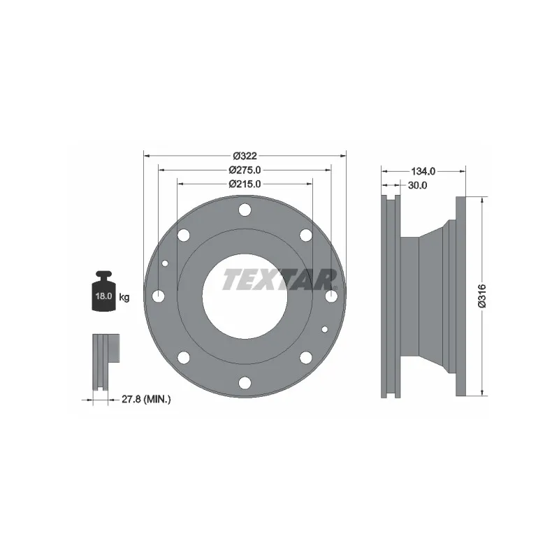 Jeu de 2 disques de frein avant TEXTAR 93084900