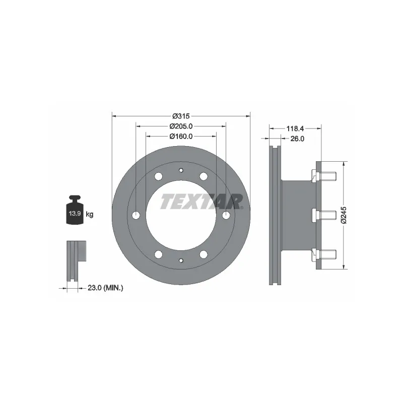 Jeu de 2 disques de frein avant TEXTAR 93084600