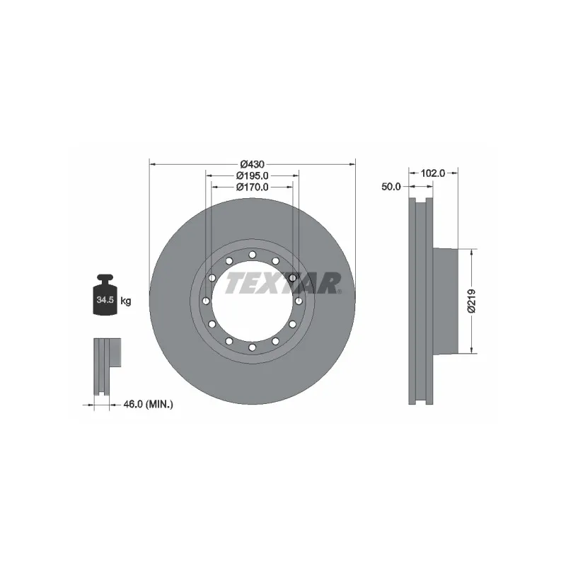 Jeu de 2 disques de frein avant TEXTAR 93085200