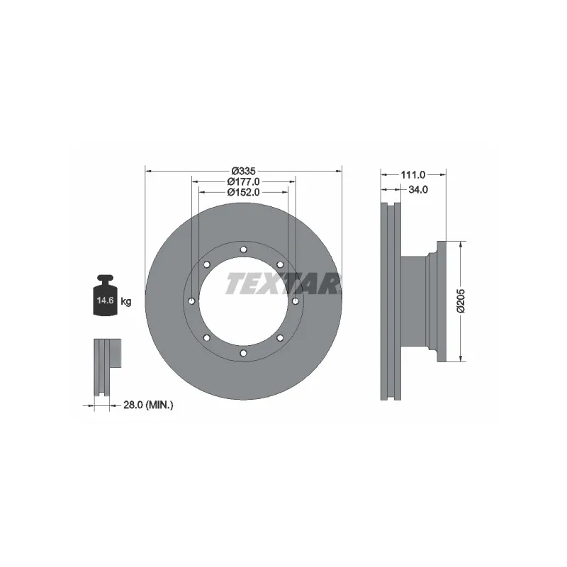 Jeu de 2 disques de frein arrière TEXTAR 93102400