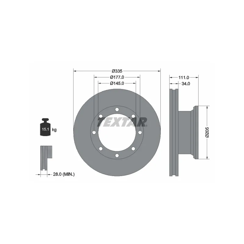 Jeu de 2 disques de frein arrière TEXTAR 93102300