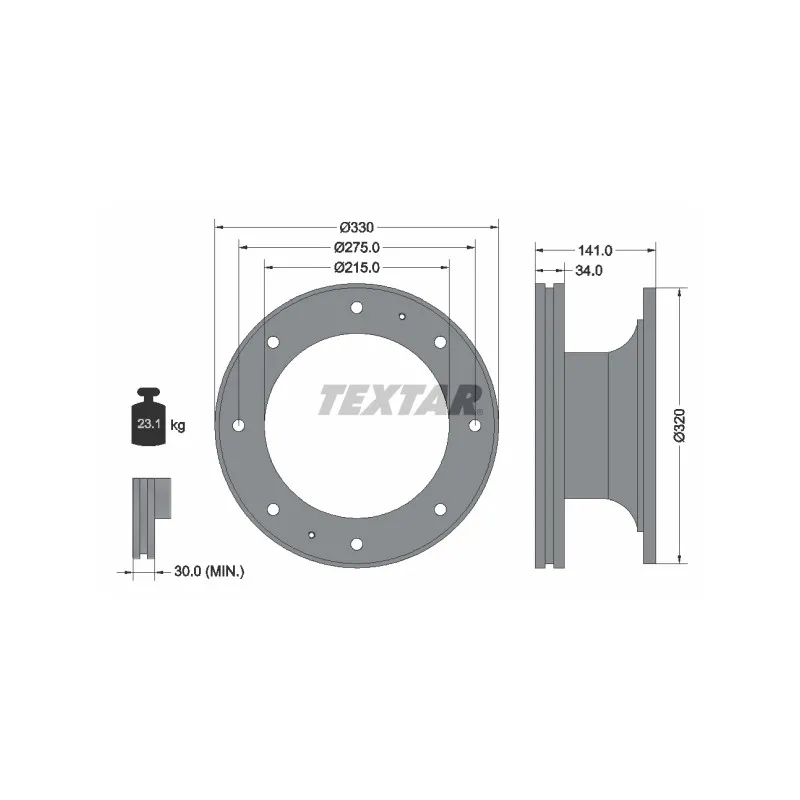 Jeu de 2 disques de frein avant TEXTAR 93127400