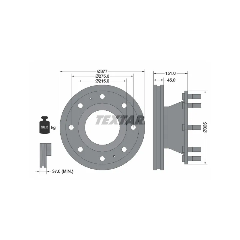 Jeu de 2 disques de frein avant TEXTAR 93127600