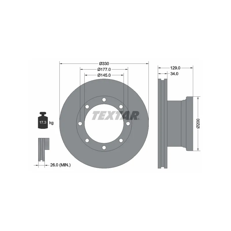 Jeu de 2 disques de frein arrière TEXTAR 93127700