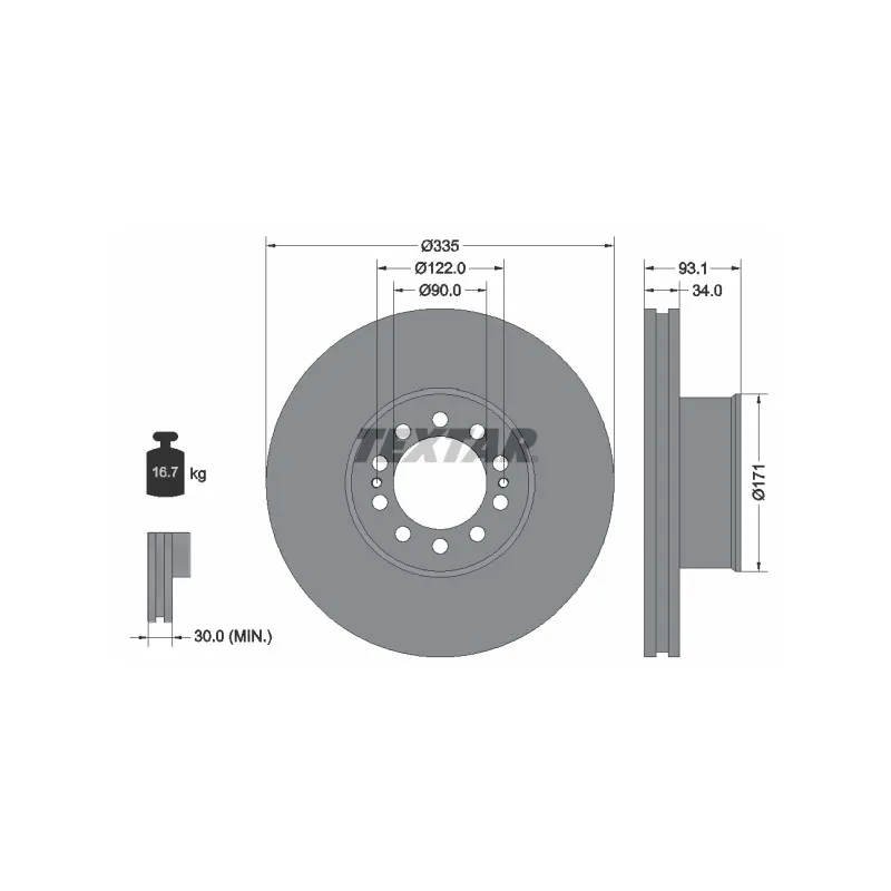 Jeu de 2 disques de frein avant TEXTAR 93138000