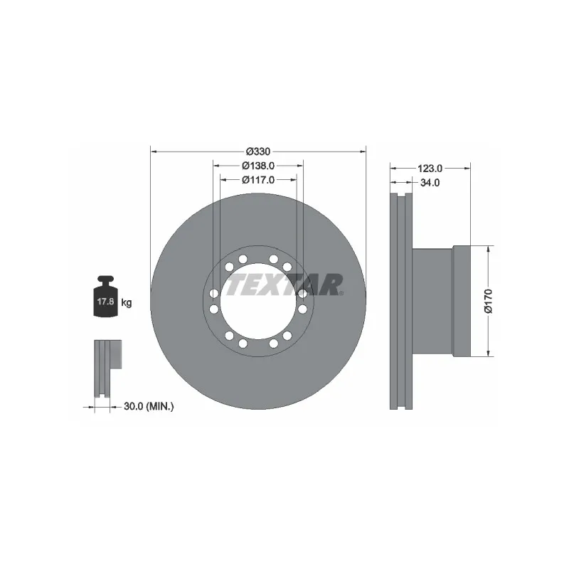 Jeu de 2 disques de frein avant TEXTAR 93142400