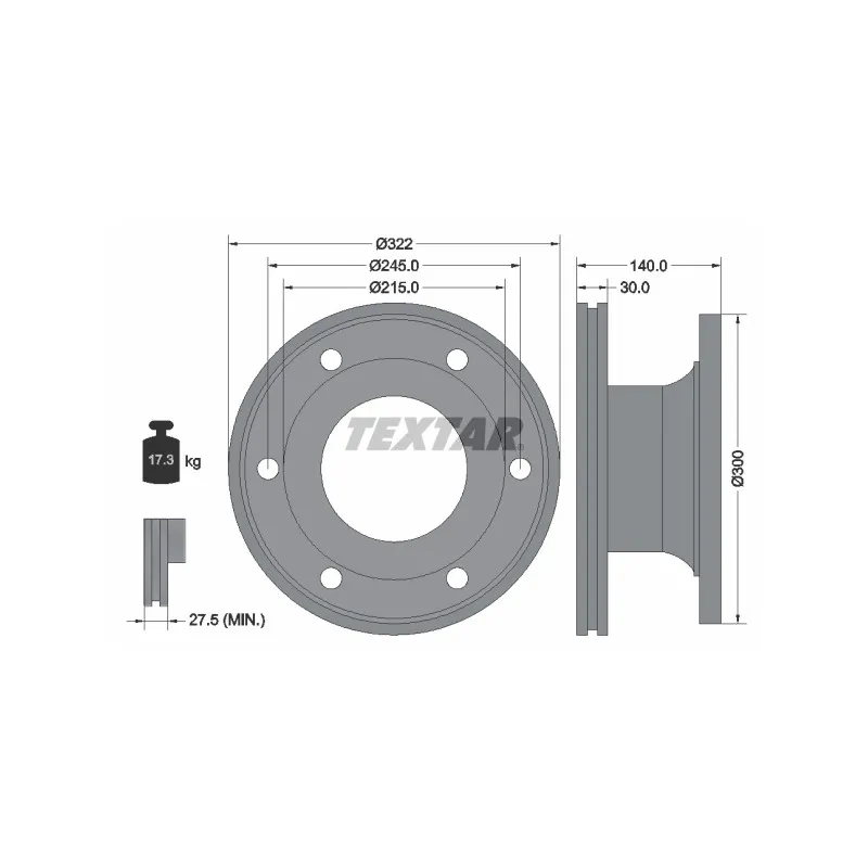 Jeu de 2 disques de frein avant TEXTAR 93128000