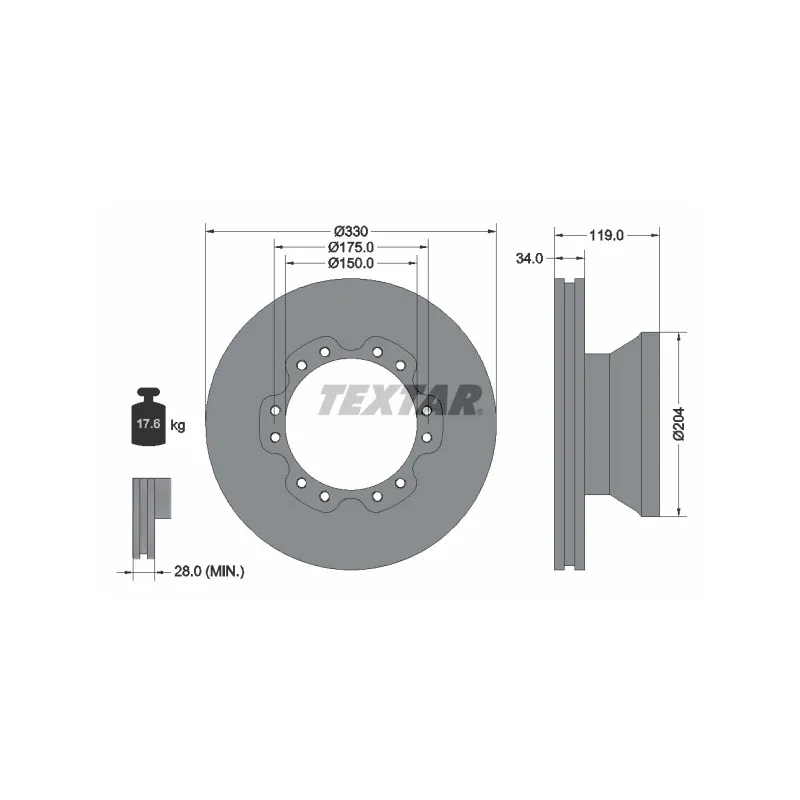 Jeu de 2 disques de frein arrière TEXTAR 93142600