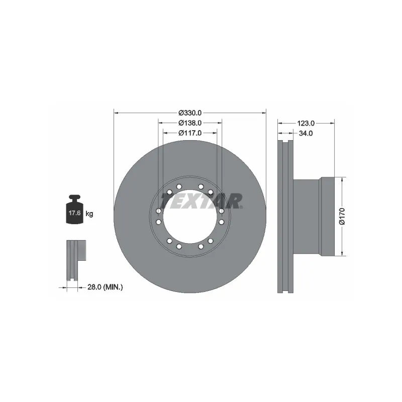 Jeu de 2 disques de frein avant TEXTAR 93187700