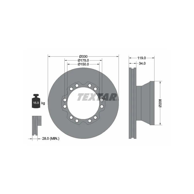 Jeu de 2 disques de frein arrière TEXTAR 93187800