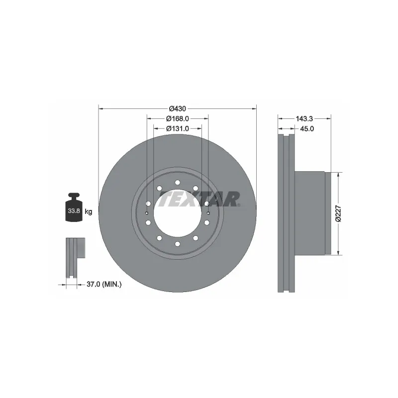 Jeu de 2 disques de frein avant TEXTAR 93186700