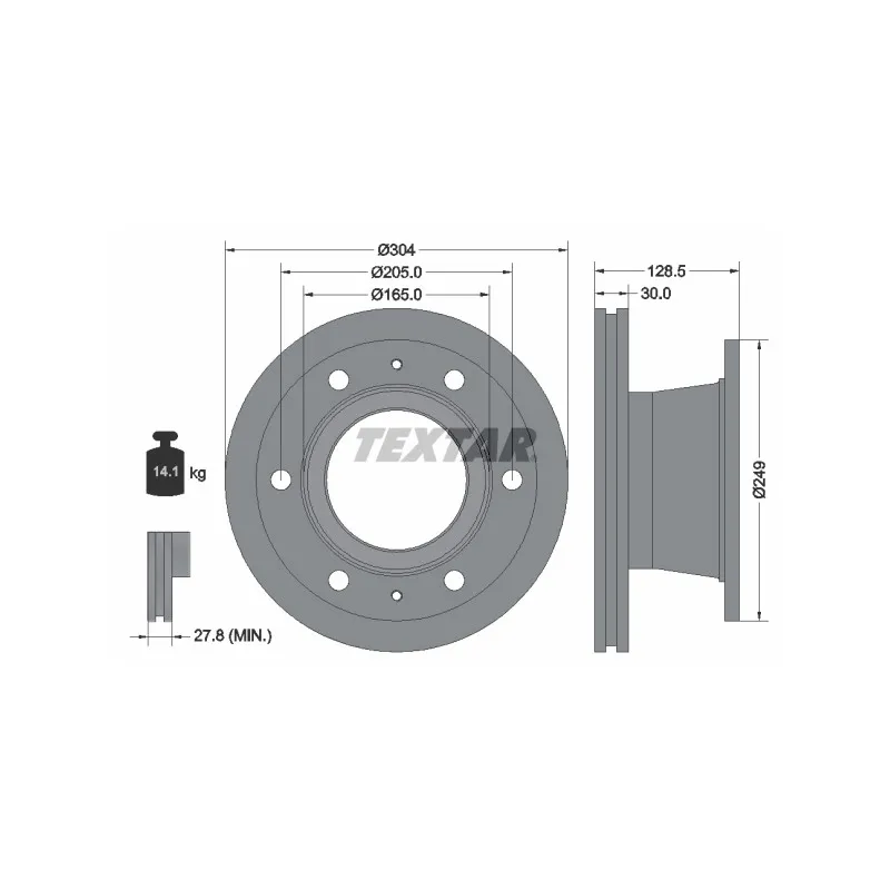Jeu de 2 disques de frein arrière TEXTAR 93188700
