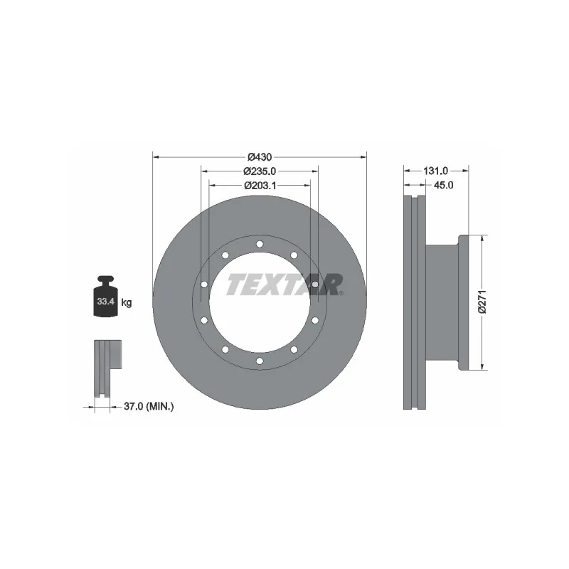 Jeu de 2 disques de frein avant TEXTAR 93086800