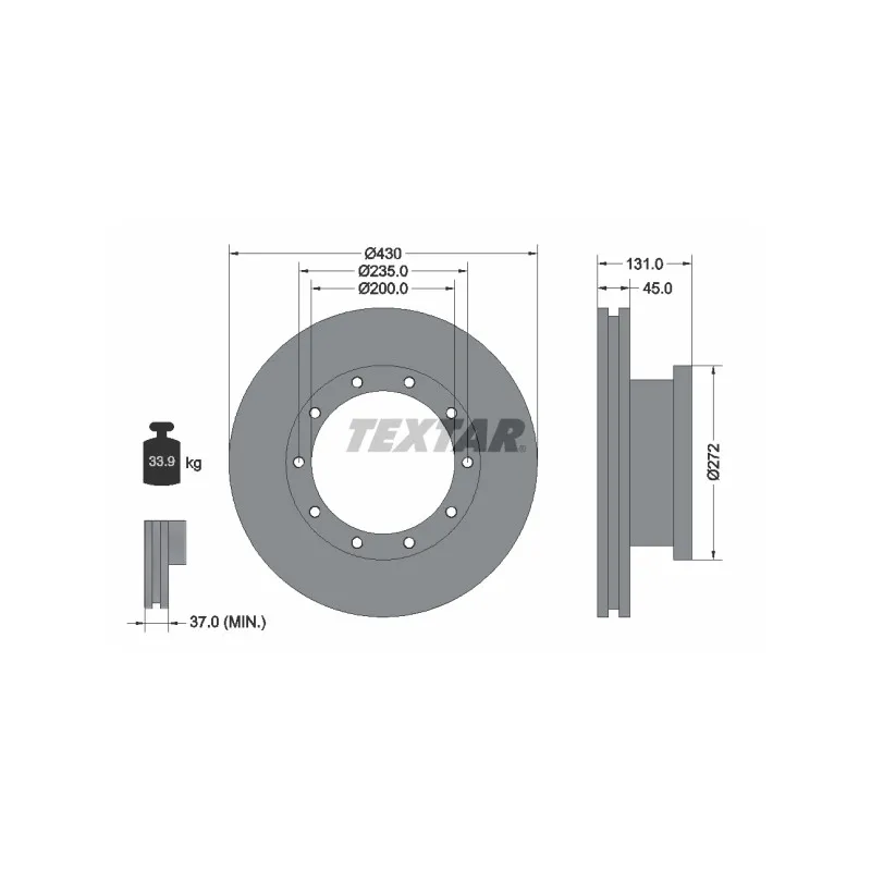 Jeu de 2 disques de frein avant TEXTAR 93086700