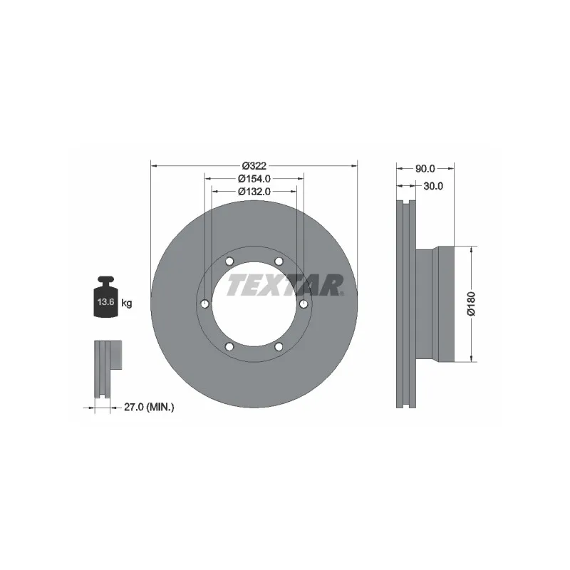 Jeu de 2 disques de frein avant TEXTAR 93086400