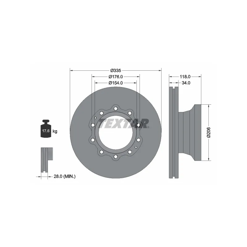 Jeu de 2 disques de frein arrière TEXTAR 93143100