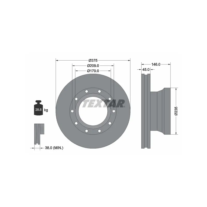 Jeu de 2 disques de frein arrière TEXTAR 93142800