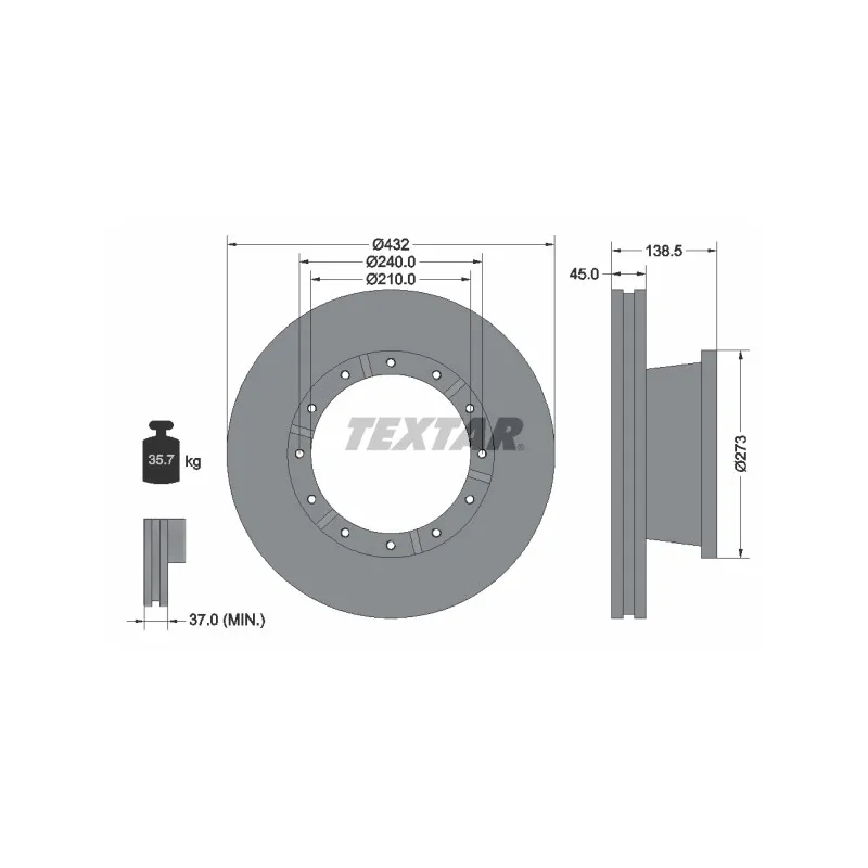 Jeu de 2 disques de frein avant TEXTAR 93142900
