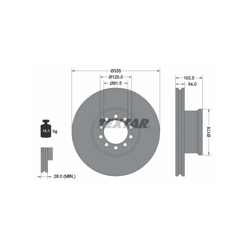 Jeu de 2 disques de frein avant TEXTAR 93101300