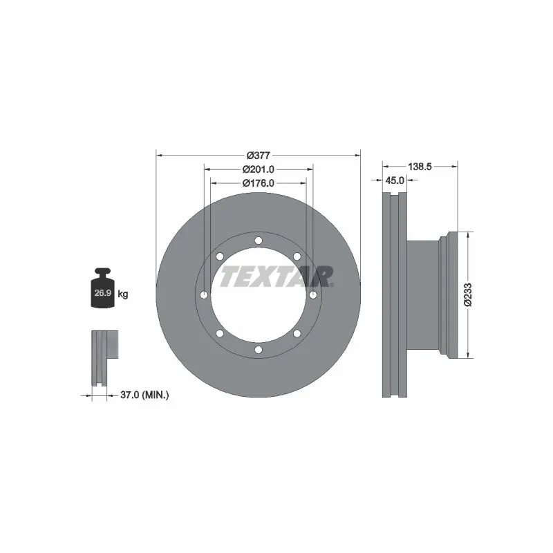 Jeu de 2 disques de frein arrière TEXTAR 93101500