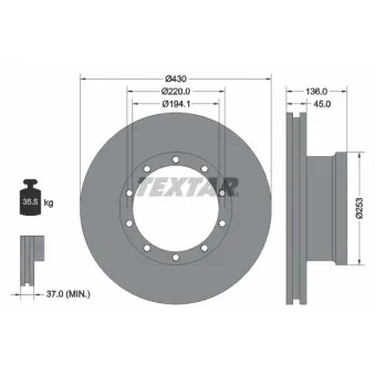 Jeu de 2 disques de frein avant TEXTAR