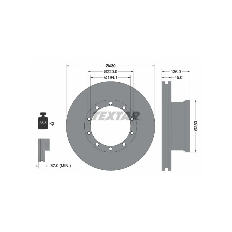 Jeu de 2 disques de frein avant TEXTAR 93101200
