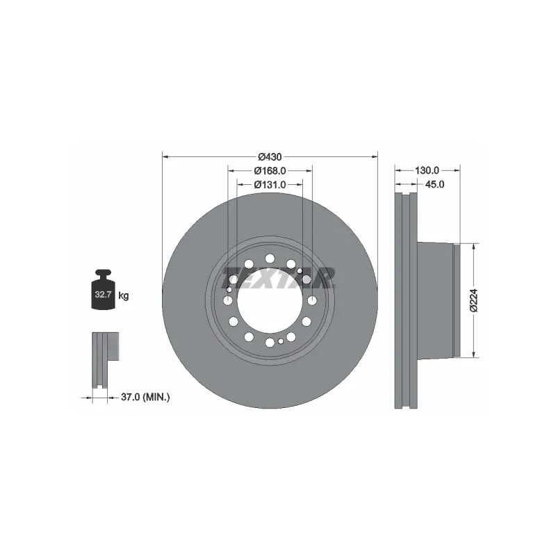 Jeu de 2 disques de frein arrière TEXTAR 93101800