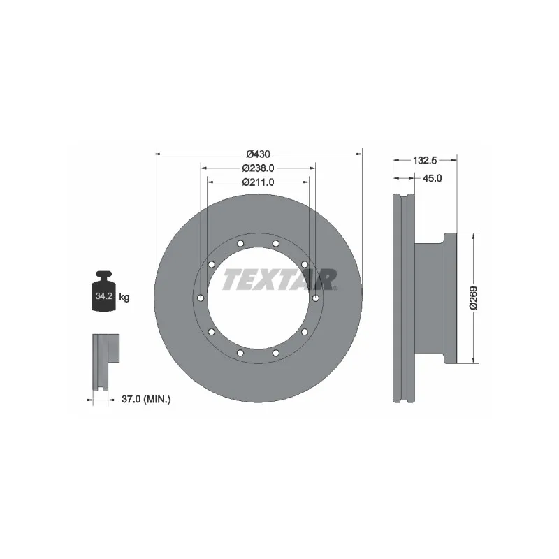 Jeu de 2 disques de frein avant TEXTAR 93087900