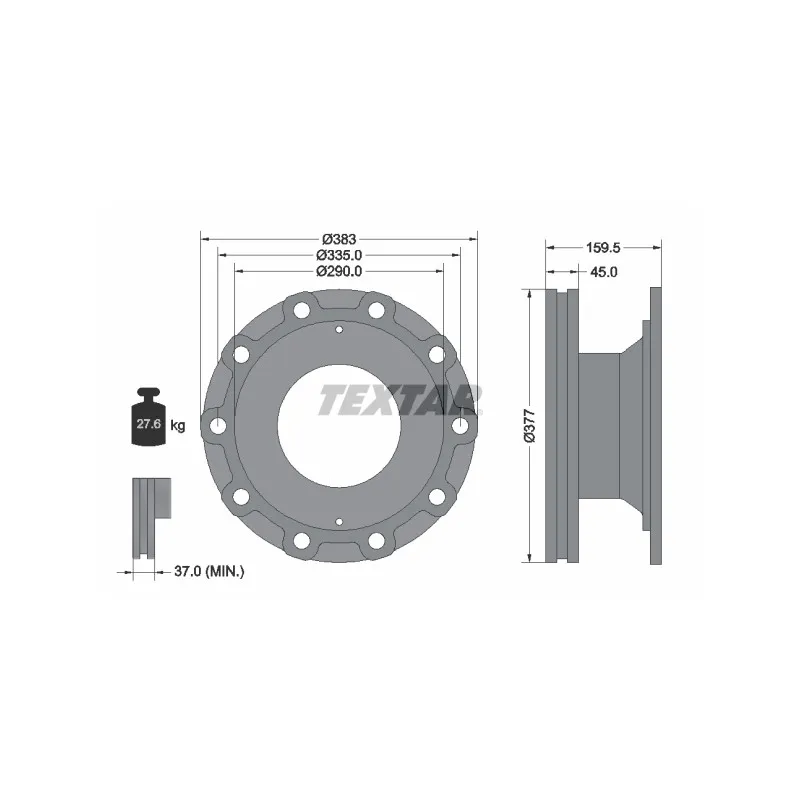 Jeu de 2 disques de frein avant TEXTAR 93095800