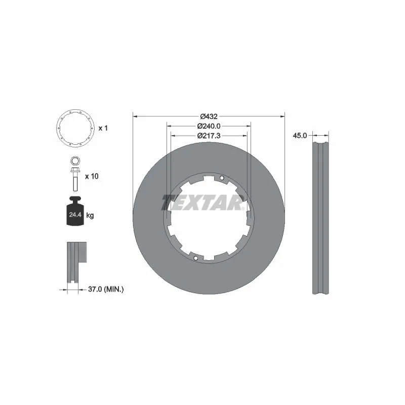 Jeu de 2 disques de frein TEXTAR 93145600