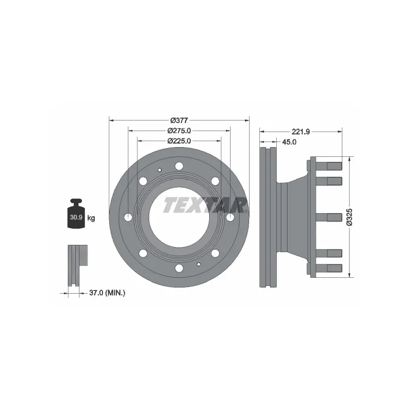 Jeu de 2 disques de frein arrière TEXTAR 93309200