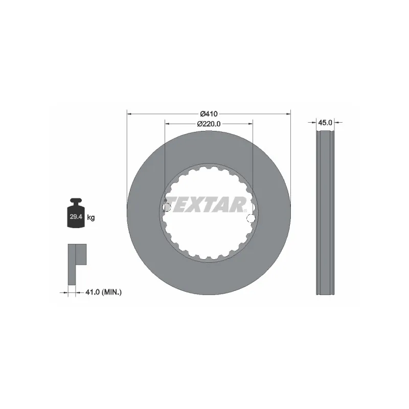 Jeu de 2 disques de frein arrière TEXTAR 93291300