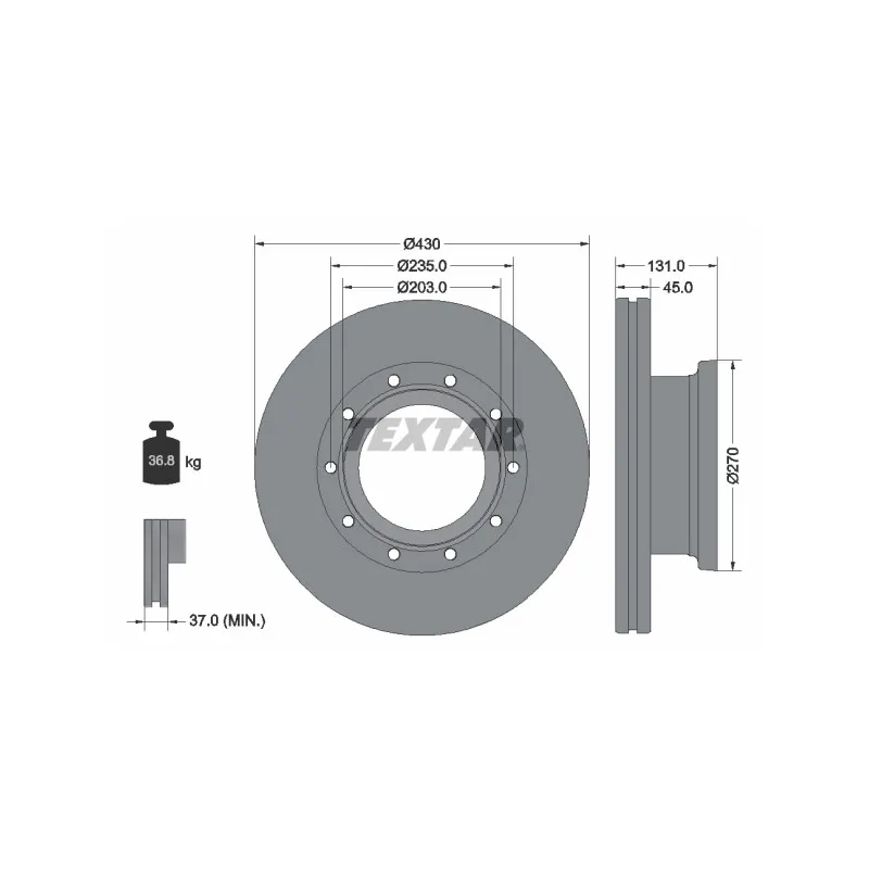 Jeu de 2 disques de frein arrière TEXTAR 93267000