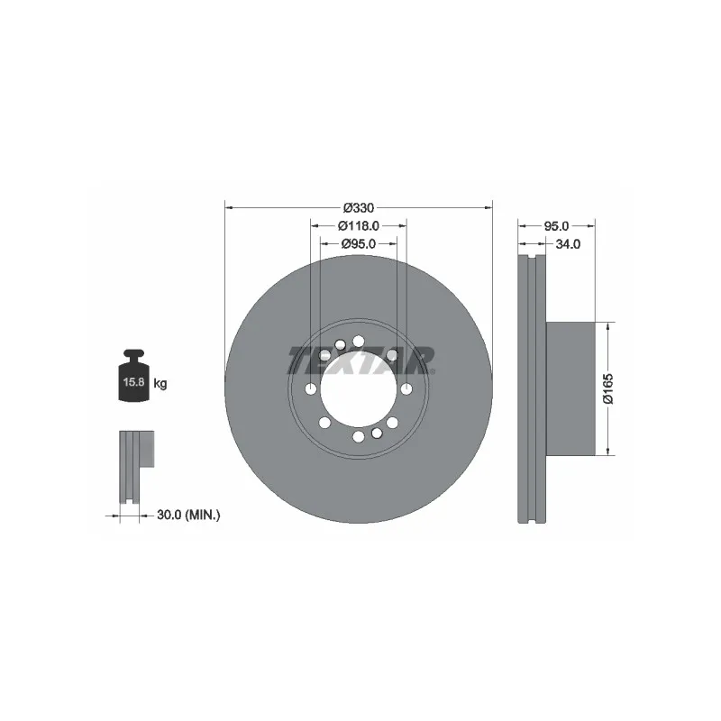 Jeu de 2 disques de frein avant TEXTAR 93276200