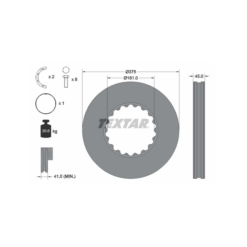 Jeu de 2 disques de frein arrière TEXTAR 93322800