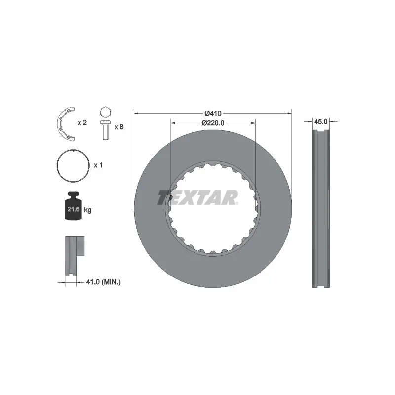 Jeu de 2 disques de frein arrière TEXTAR 93322700