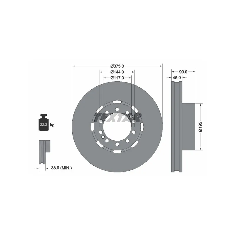 Jeu de 2 disques de frein avant TEXTAR 93192400