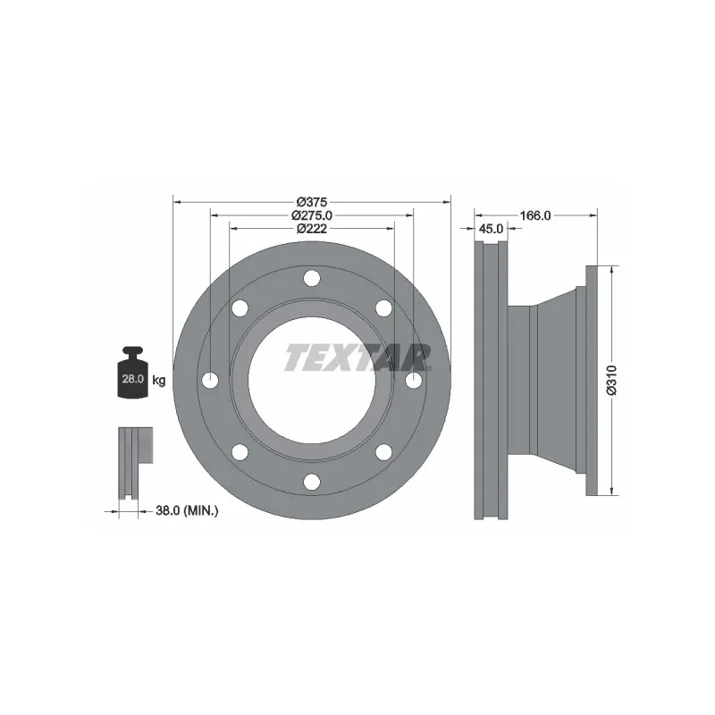 Jeu de 2 disques de frein arrière TEXTAR 93192300