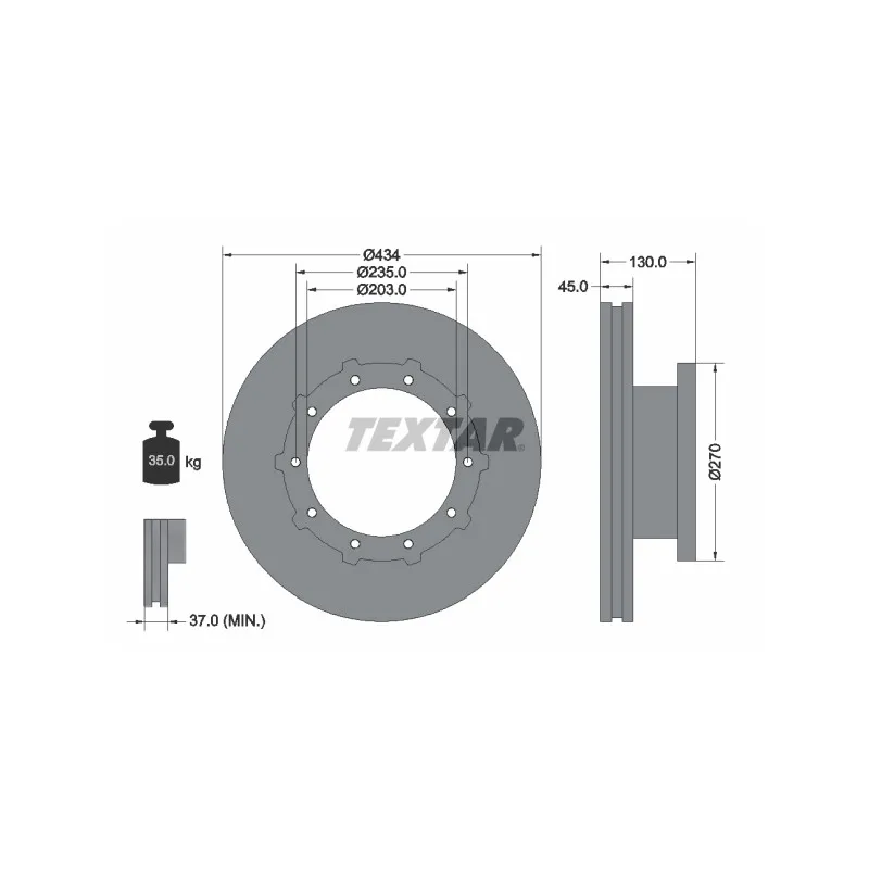Jeu de 2 disques de frein arrière TEXTAR 93243400