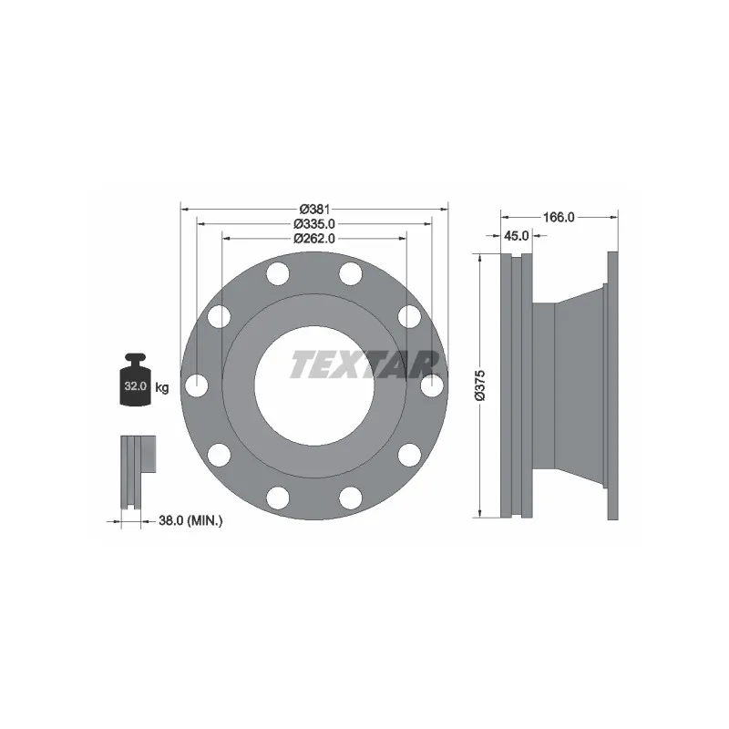 Jeu de 2 disques de frein arrière TEXTAR 93192500